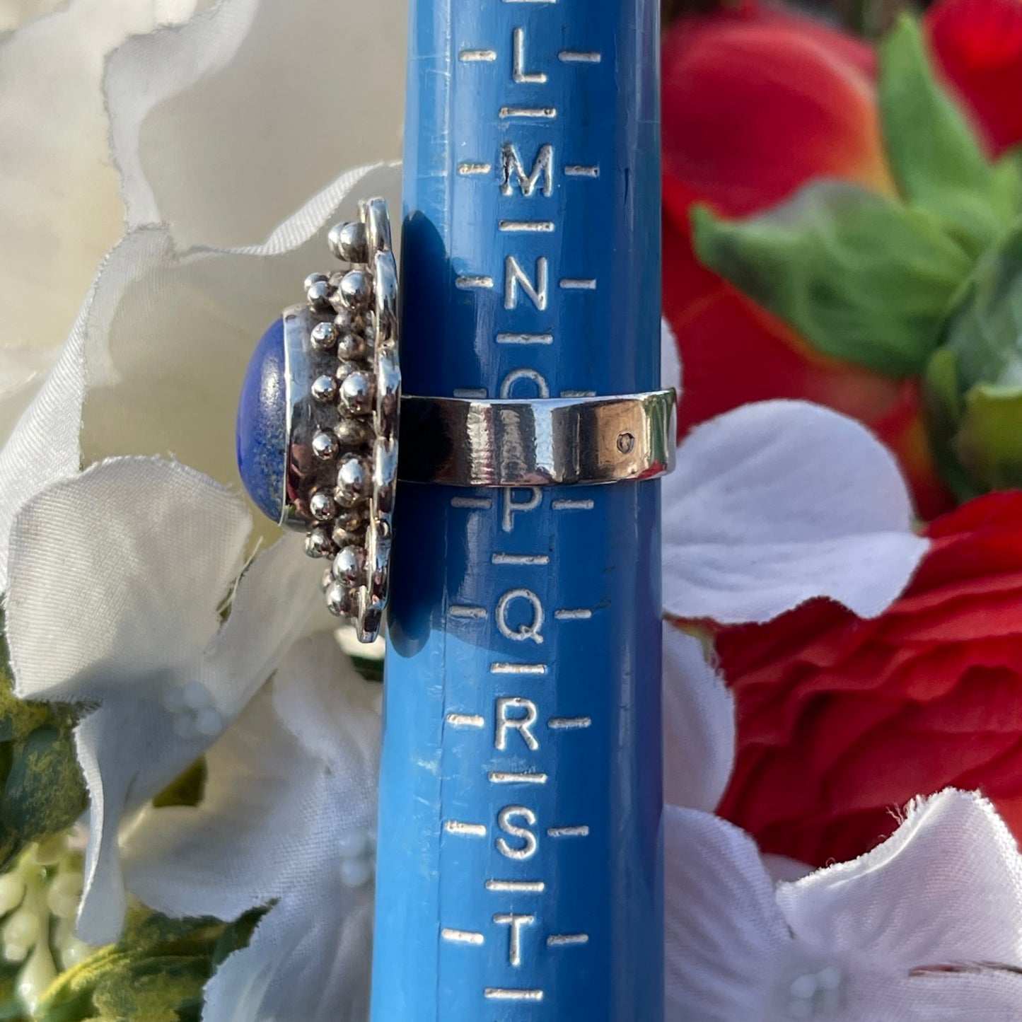 Vintage Sterling Silver Lapis Lazuli Swirl Statement Ring P