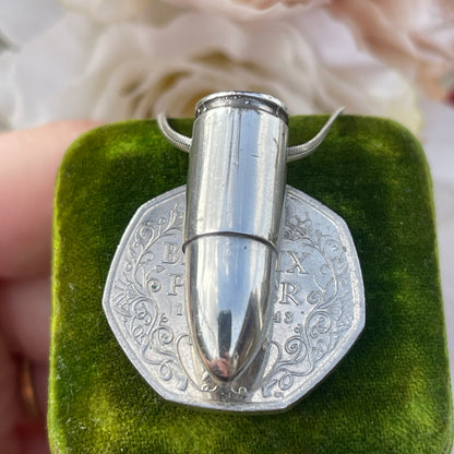 Unreleased: Vintage Sterling Silver Bullet Pendant Necklace