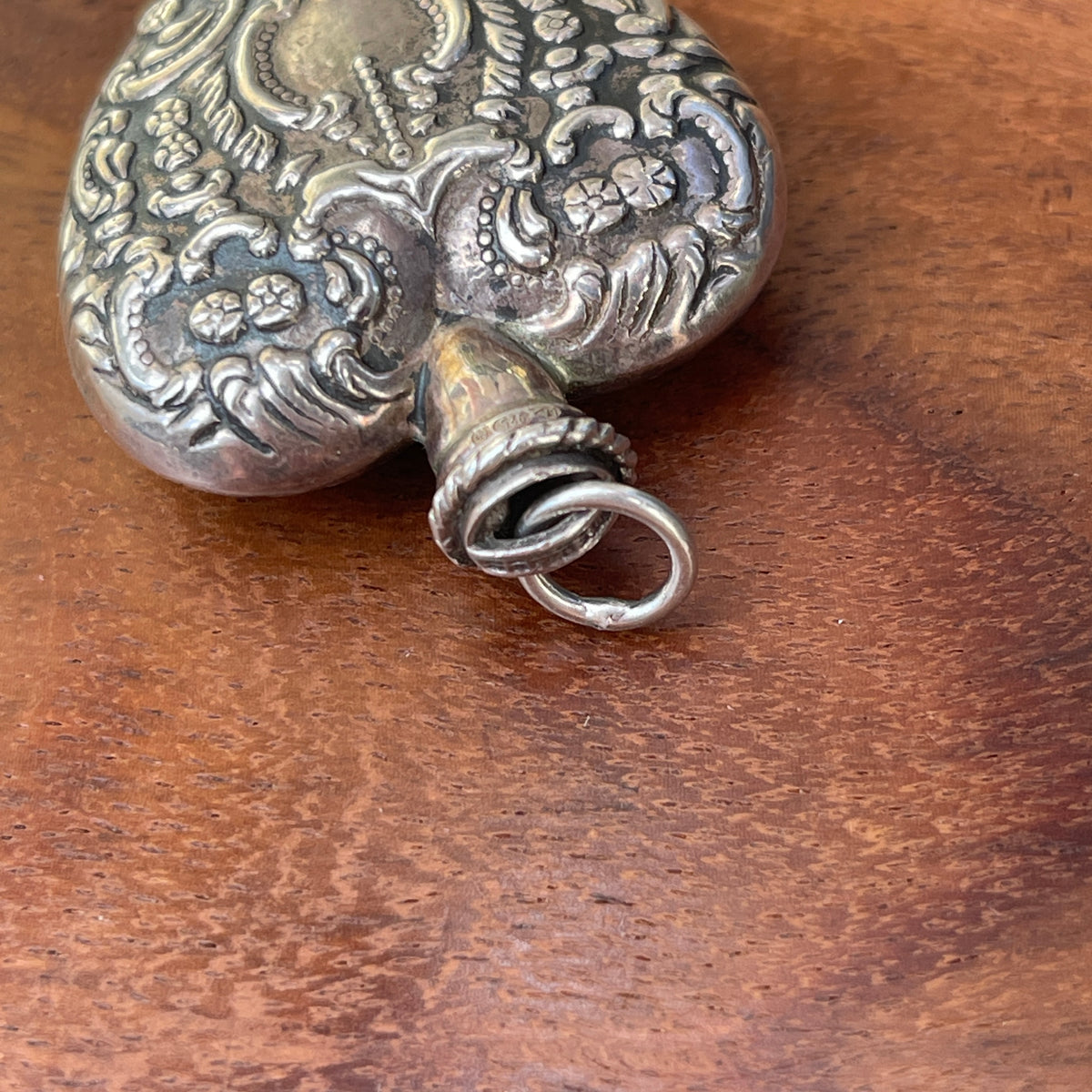 Unreleased: Vintage Sterling Silver Heart Perfume Bottle Pendant 40mm