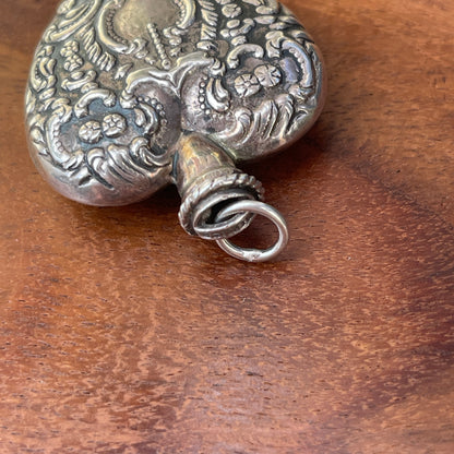 Unreleased: Vintage Sterling Silver Heart Perfume Bottle Pendant 40mm