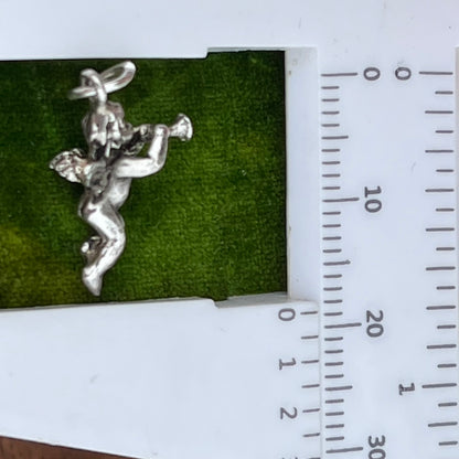 Vintage Sterling Silver Cherub Horn Charm