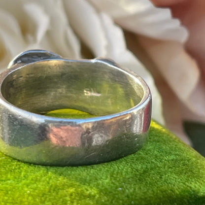 Antique Sterling Silver Victorian Buckle Ring SIL UK S Heavy 7g