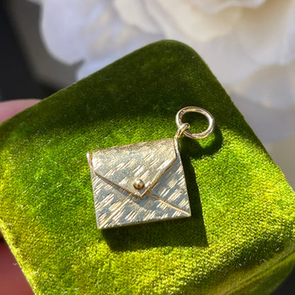 Vintage 9ct Gold Envelope Charm Pendant Letter RARE Antique Revival 3g