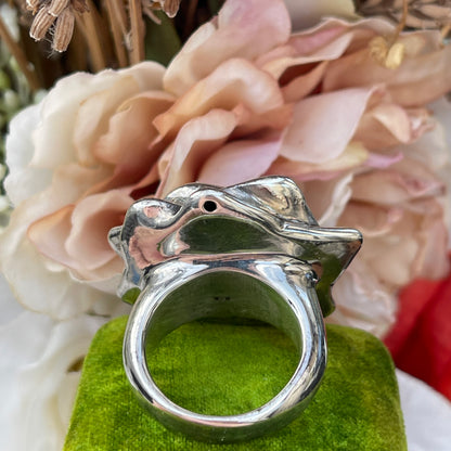 Unreleased: Sterling Silver XL Rose Flower Ring P-Q