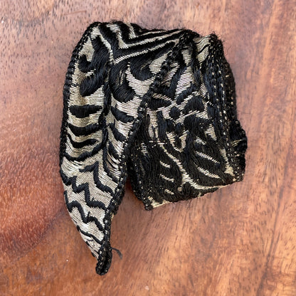Antique Black & Gold Metallic Brocade Ribbon