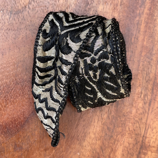 Antique Black & Gold Metallic Brocade Ribbon