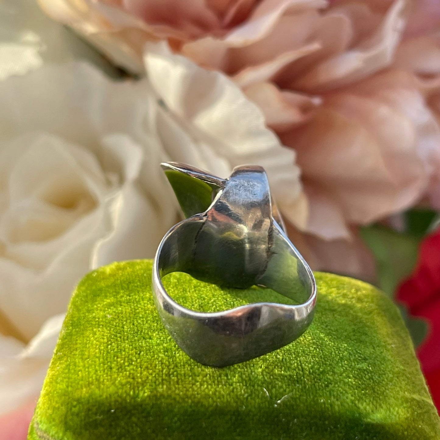 Vintage Sterling Silver Modernist double loop abstract Ring 70s 1974 M 5.1g