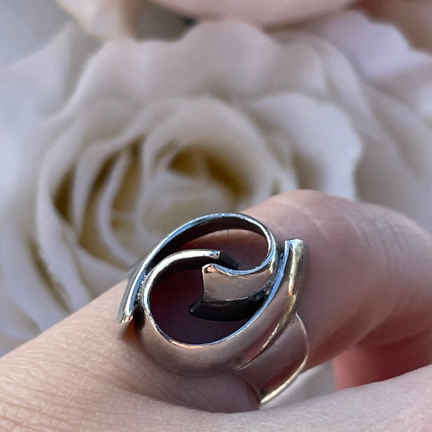 Vintage Sterling Silver Modernist wave abstract Ring 1974 K 4.7g