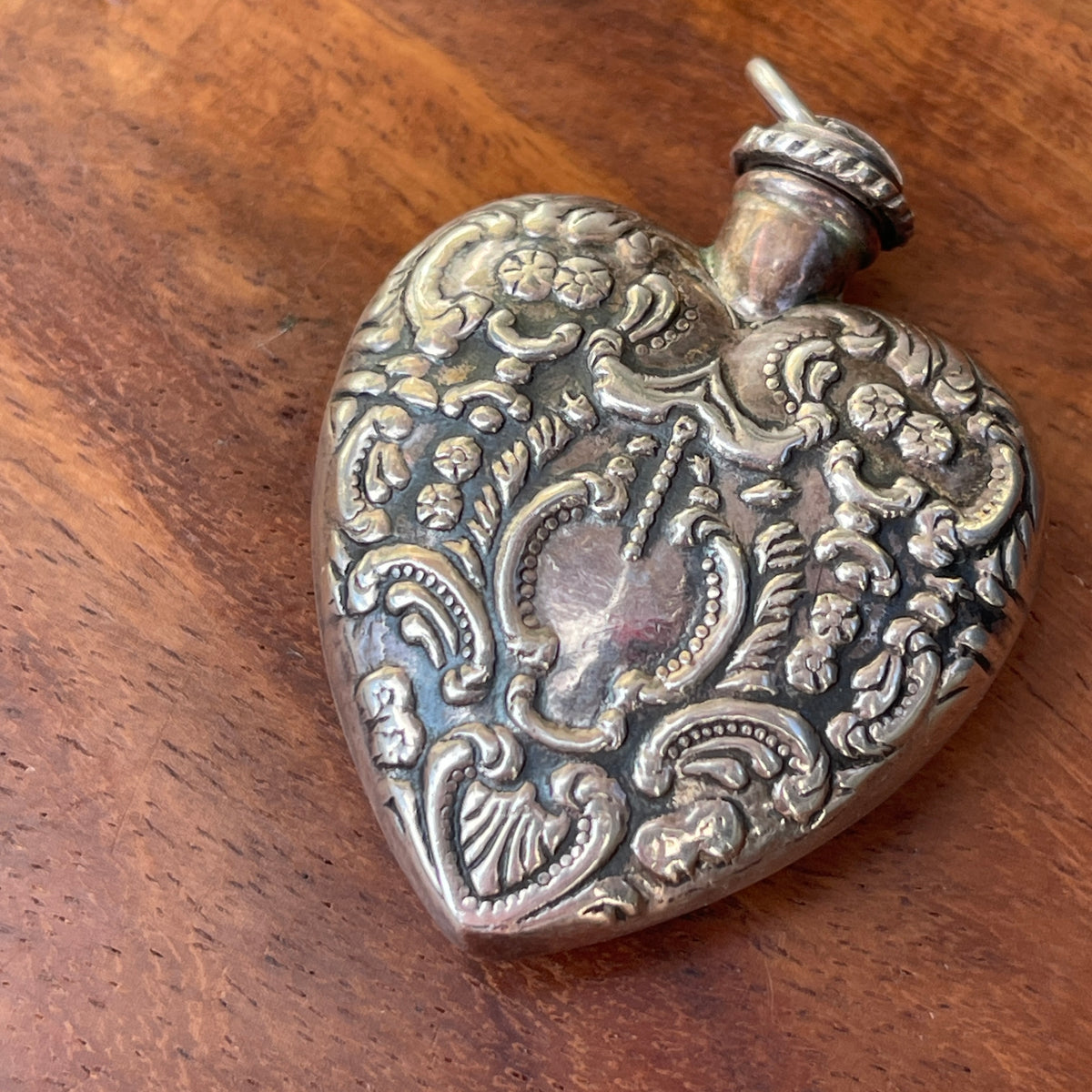 Unreleased: Vintage Sterling Silver Heart Perfume Bottle Pendant 40mm