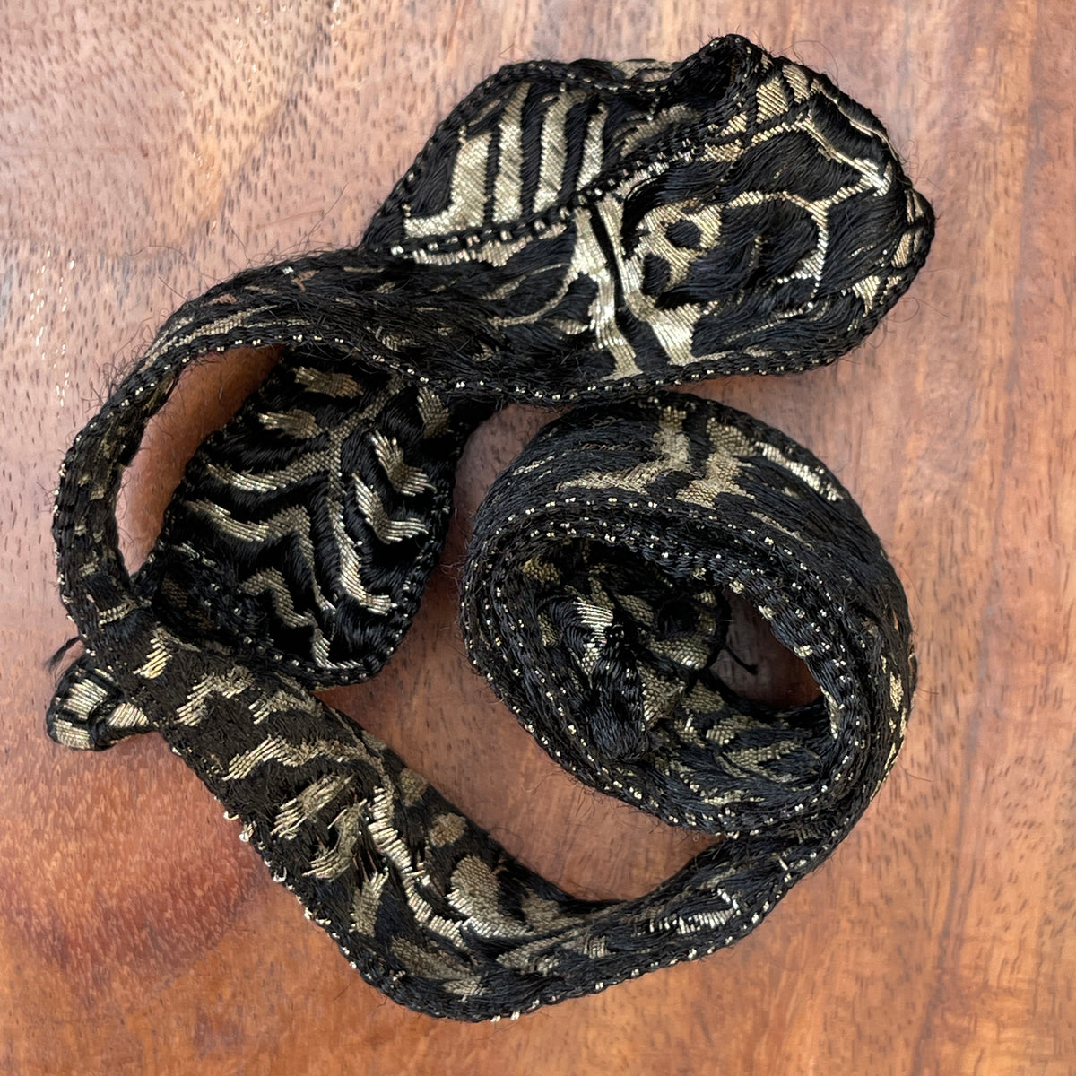 Antique Black & Gold Metallic Brocade Ribbon