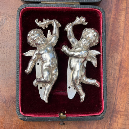 Unreleased: Art Deco Sterling Silver Cherub Dress Clips Pair