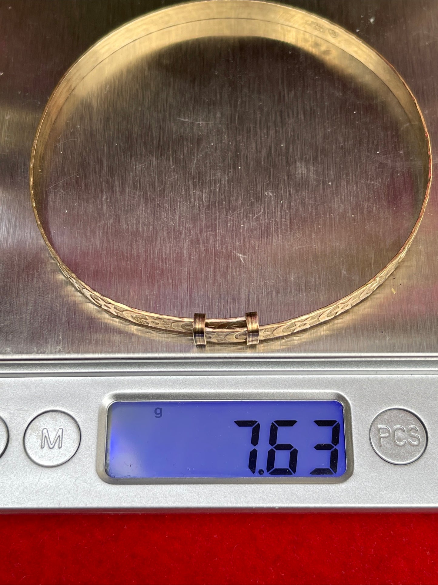 Vintage Rolled Gold Stars Moons Etched Bangle Bracelet