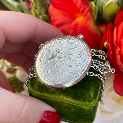 Vintage Sterling Silver Large Filigree Locket 1983