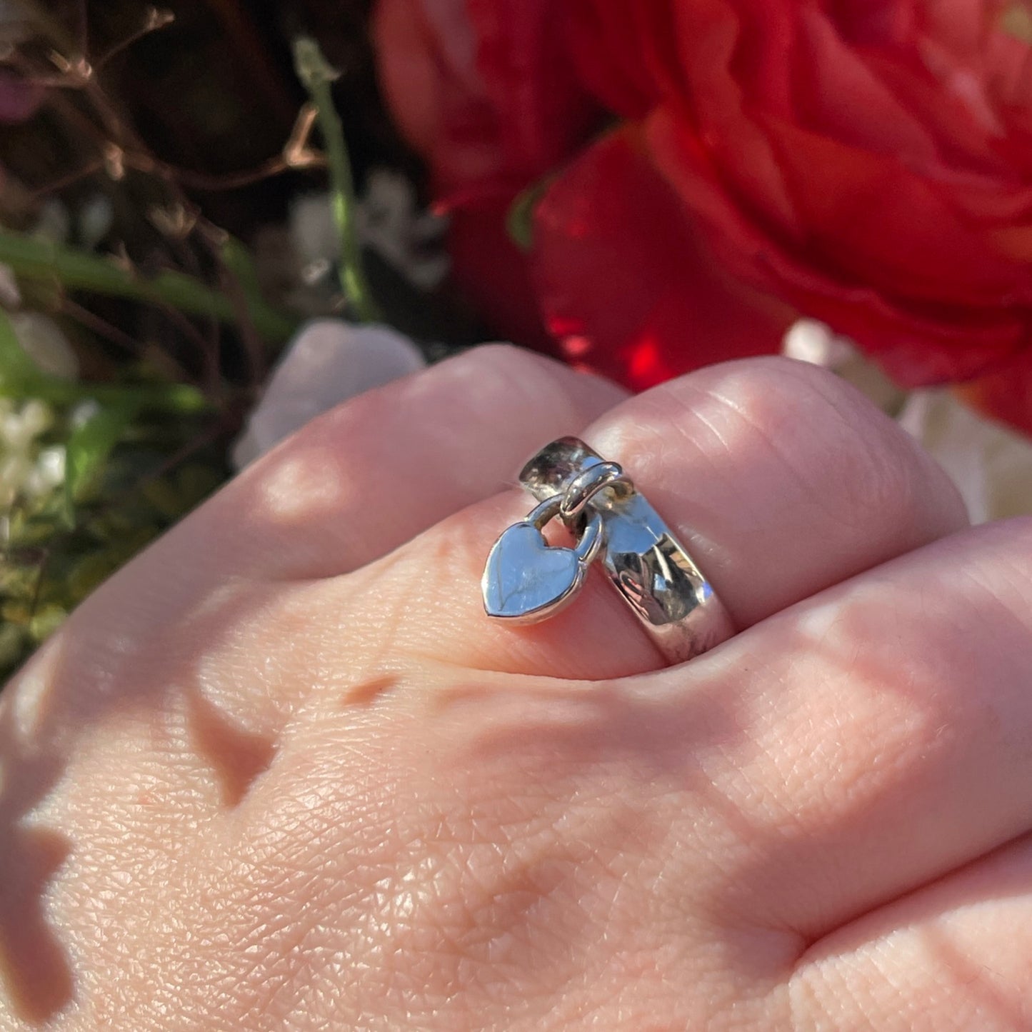 Sterling Silver Chunky Heart Charm Ring O