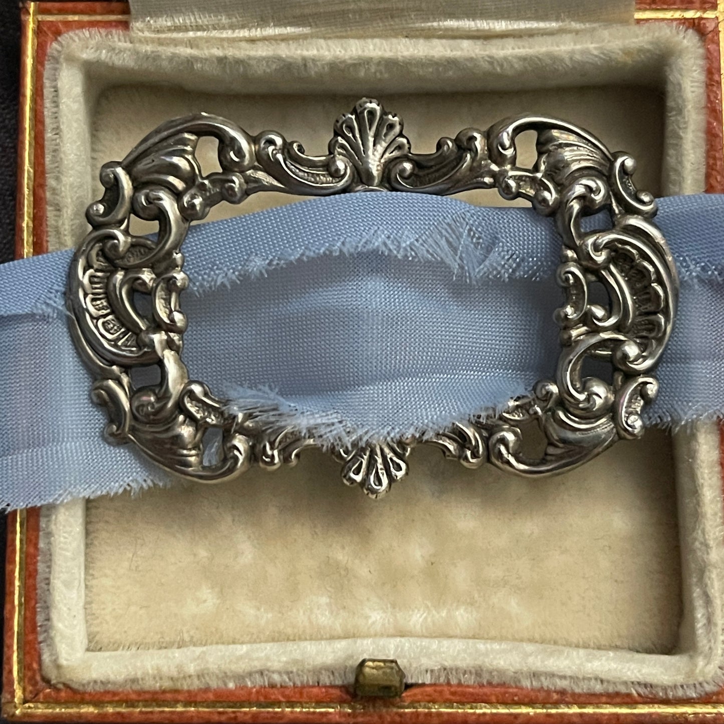 Unreleased: Antique Victorian Sterling  Silver Buckle for Choker 1899