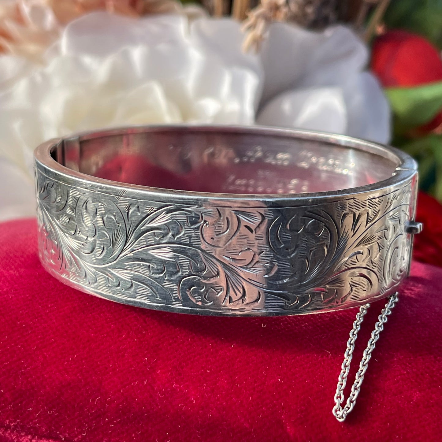 Vintage Sterling Silver Filigree Bracelet Bangle Cuff Thick Hallmarked 1953 27g