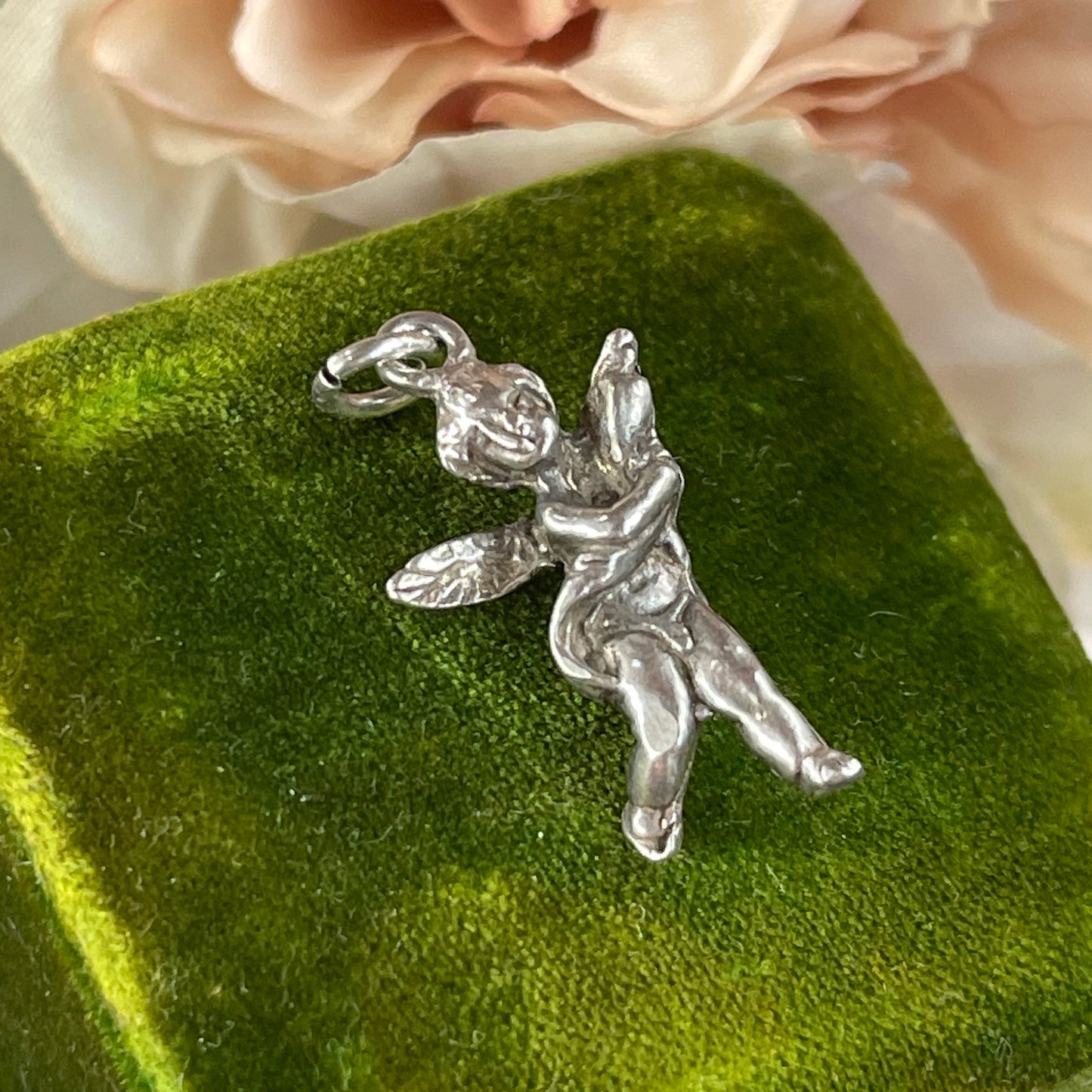 Vintage Italian Silver Angel Cherub Pendant Charm Solid Verrocchio Putti 2.6g