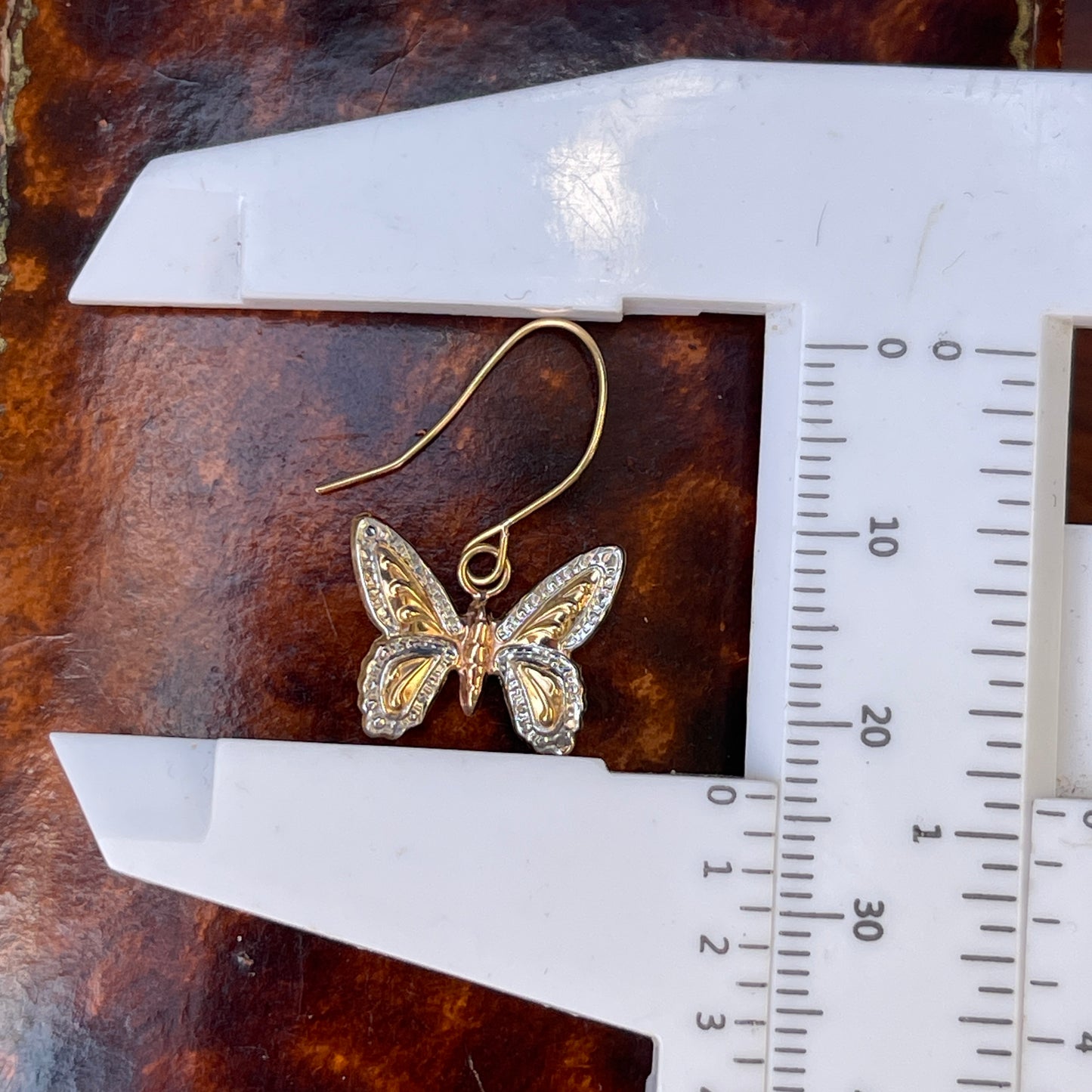 9ct Gold Floating Butterfly Hook Earrings Rose Yellow White Dainty 0.5g