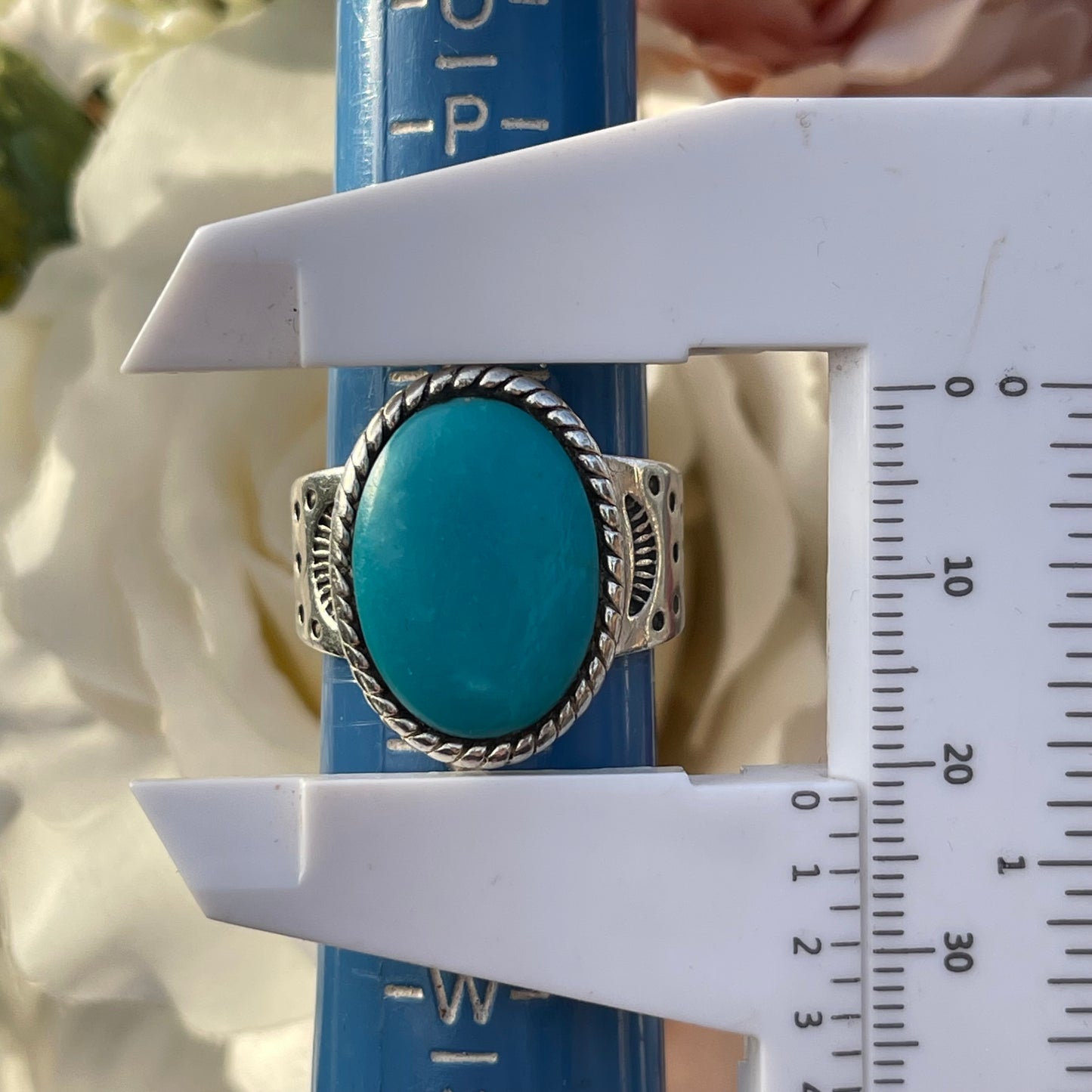 Vintage Sterling Silver Sleeping Beauty Turquoise Carolyn Pollack Ring S 14g