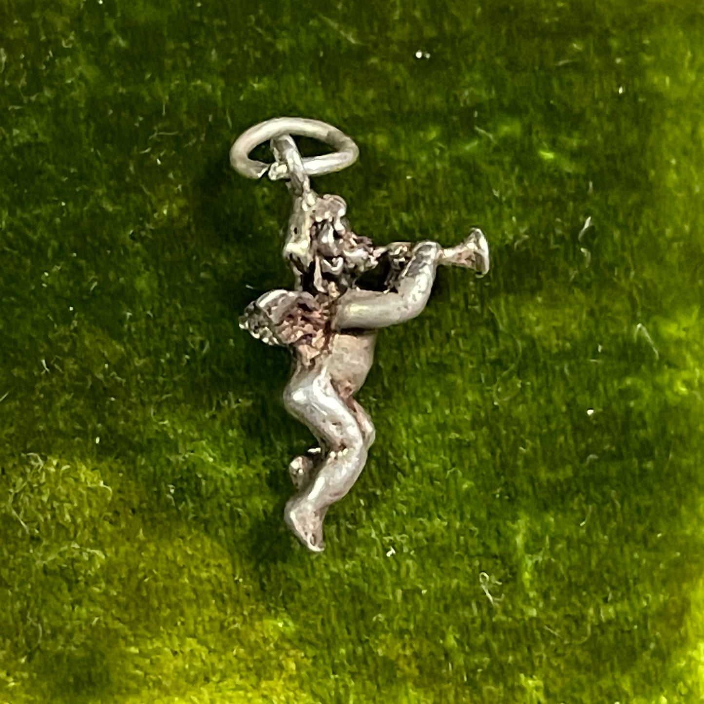Vintage Sterling Silver Cherub Horn Charm