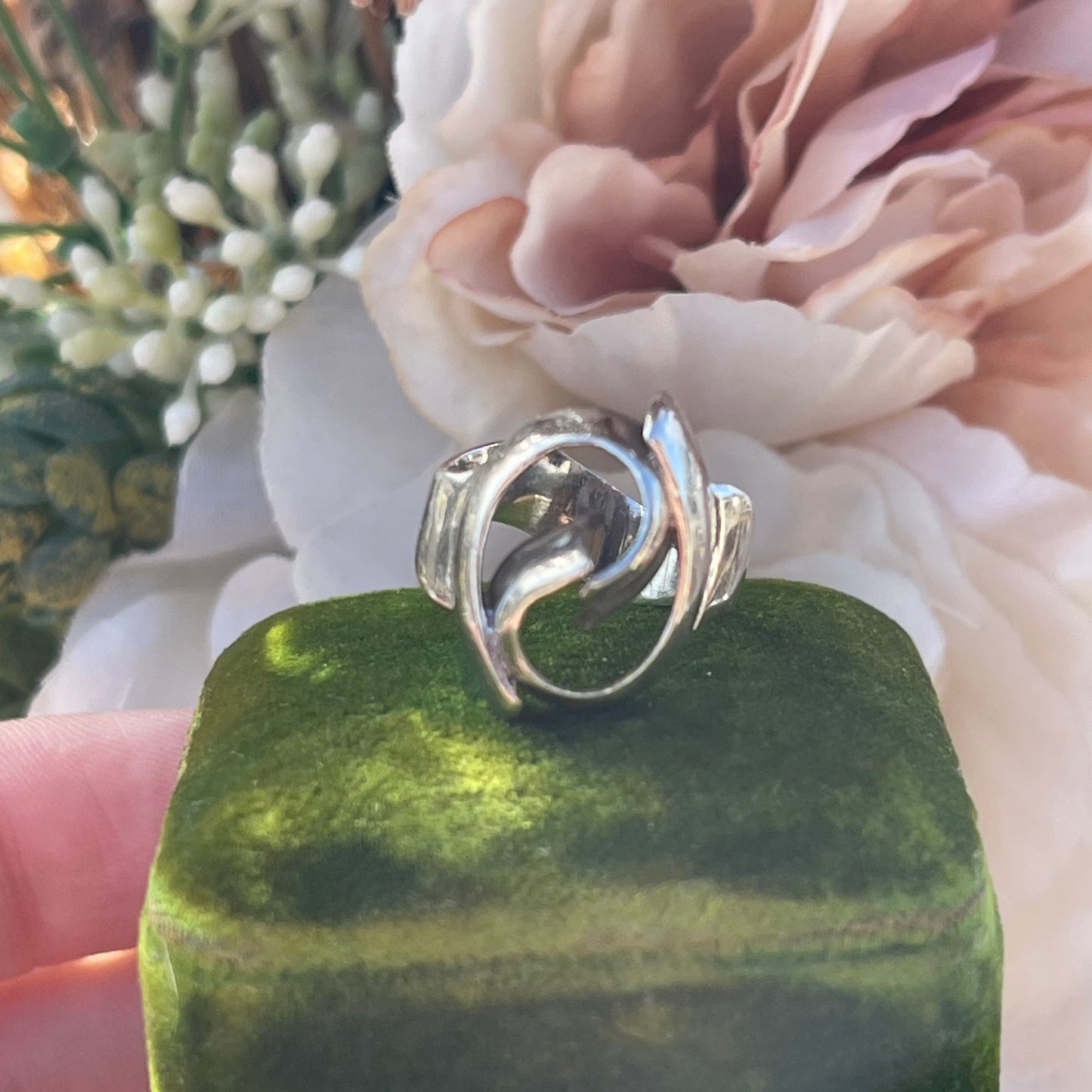 Vintage Sterling Silver Modernist wave abstract Ring 1974 K 4.7g