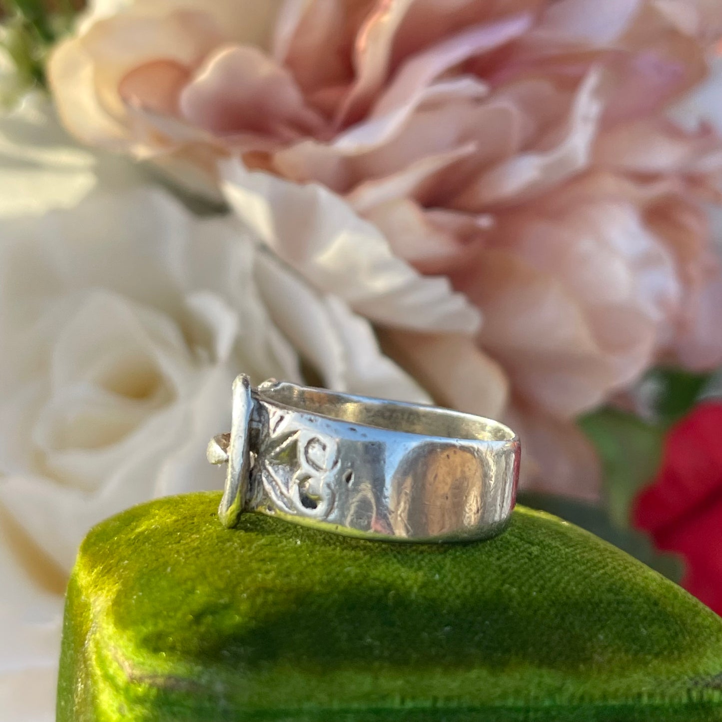 Antique Sterling Silver Victorian Buckle Ring SIL UK S Heavy 7g