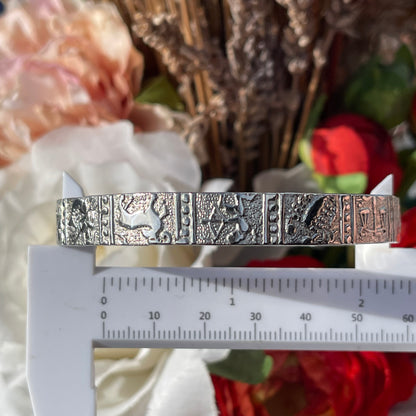 Vintage 70s Silver Celestial Zodiac star sign Bangle Bracelet moon Taxco Mexico