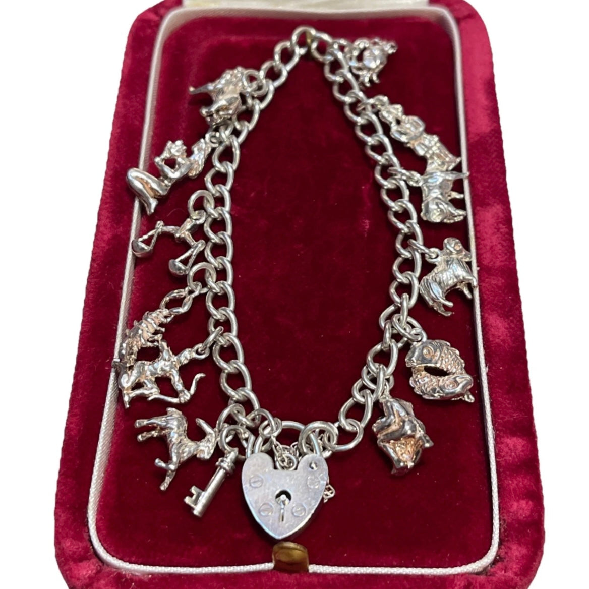 RARE Vintage Sterling Silver Zodiac Horoscope Charm Bracelet Star Celestial
