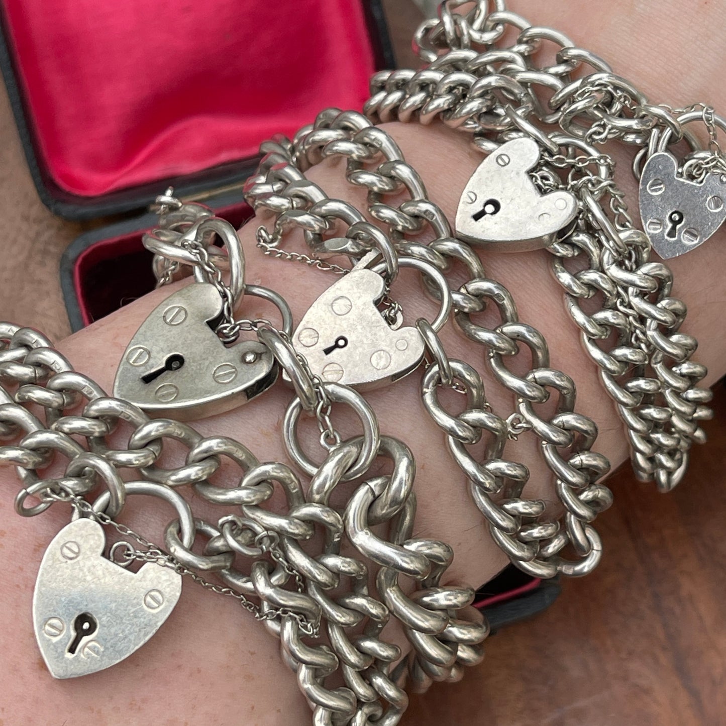Unreleased: Chunky Heart Padlock Chain Charm Bracelets