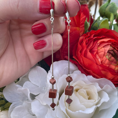 Vintage Sterling Silver XLONG Gold Stone Crystal Earrings 925 Chandelier Threads