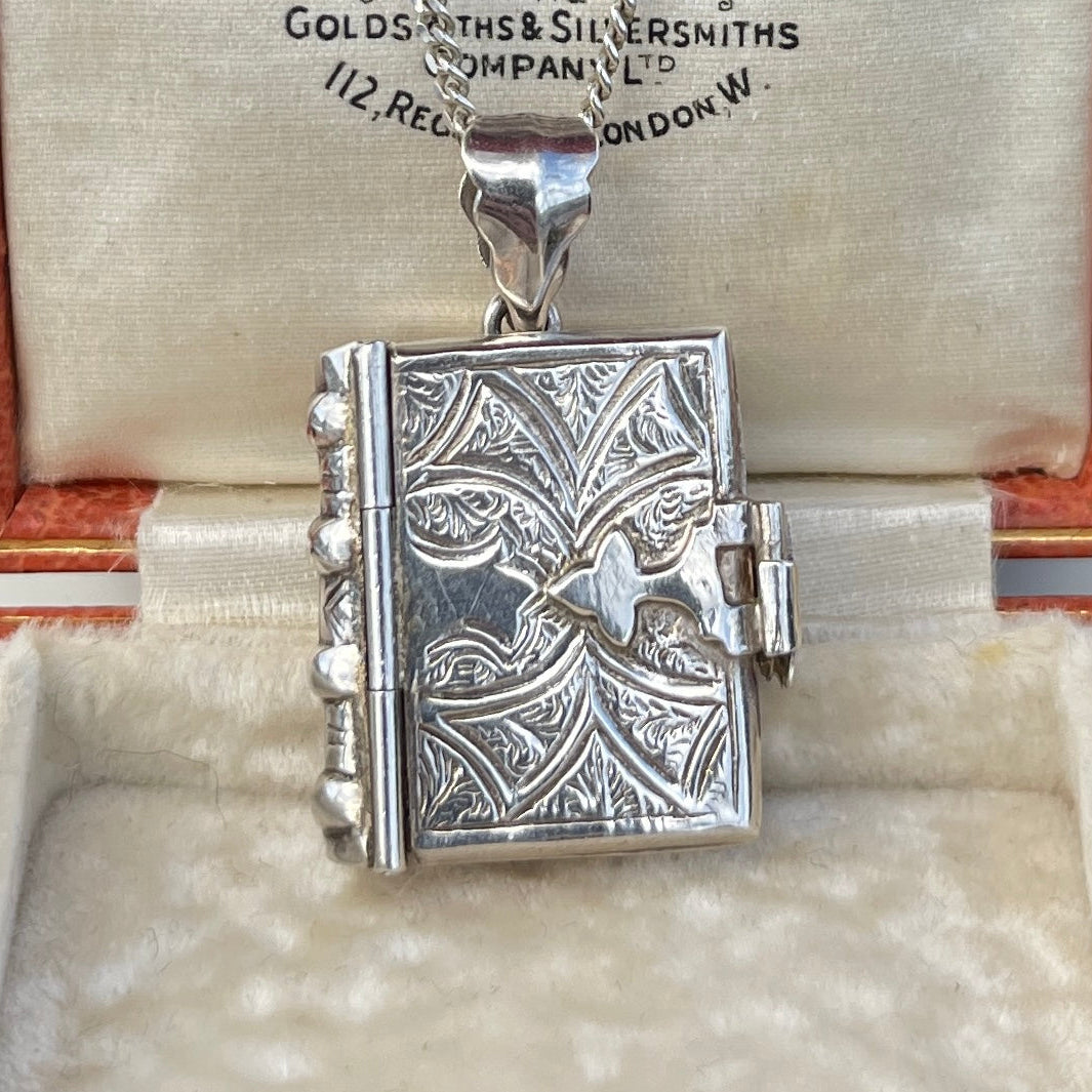 Vintage Sterling Silver Bound Book Locket 15g