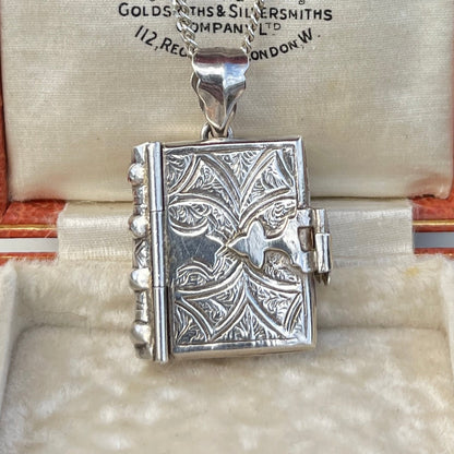Vintage Sterling Silver Bound Book Locket 15g
