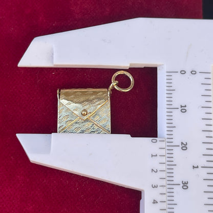 Vintage 9ct Gold Envelope Charm Pendant Letter RARE Antique Revival 3g