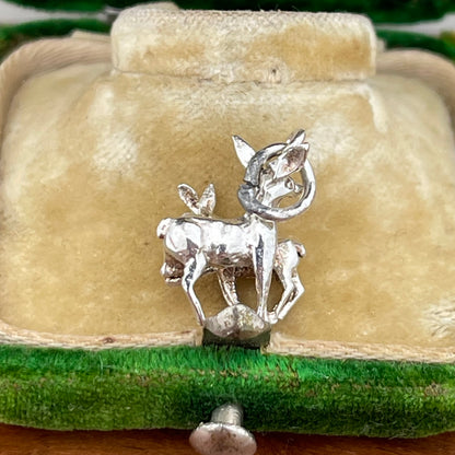 Vintage Sterling Silver Deer Mother & Baby Fawn Charm Pendant