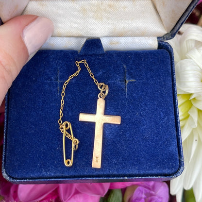 Antique Victorian 9ct Gold Engraved Cross Pendant