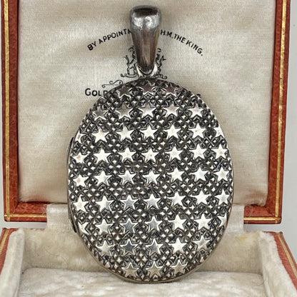 Unreleased: Antique Victorian Ghost Niello Star Locket Pendant