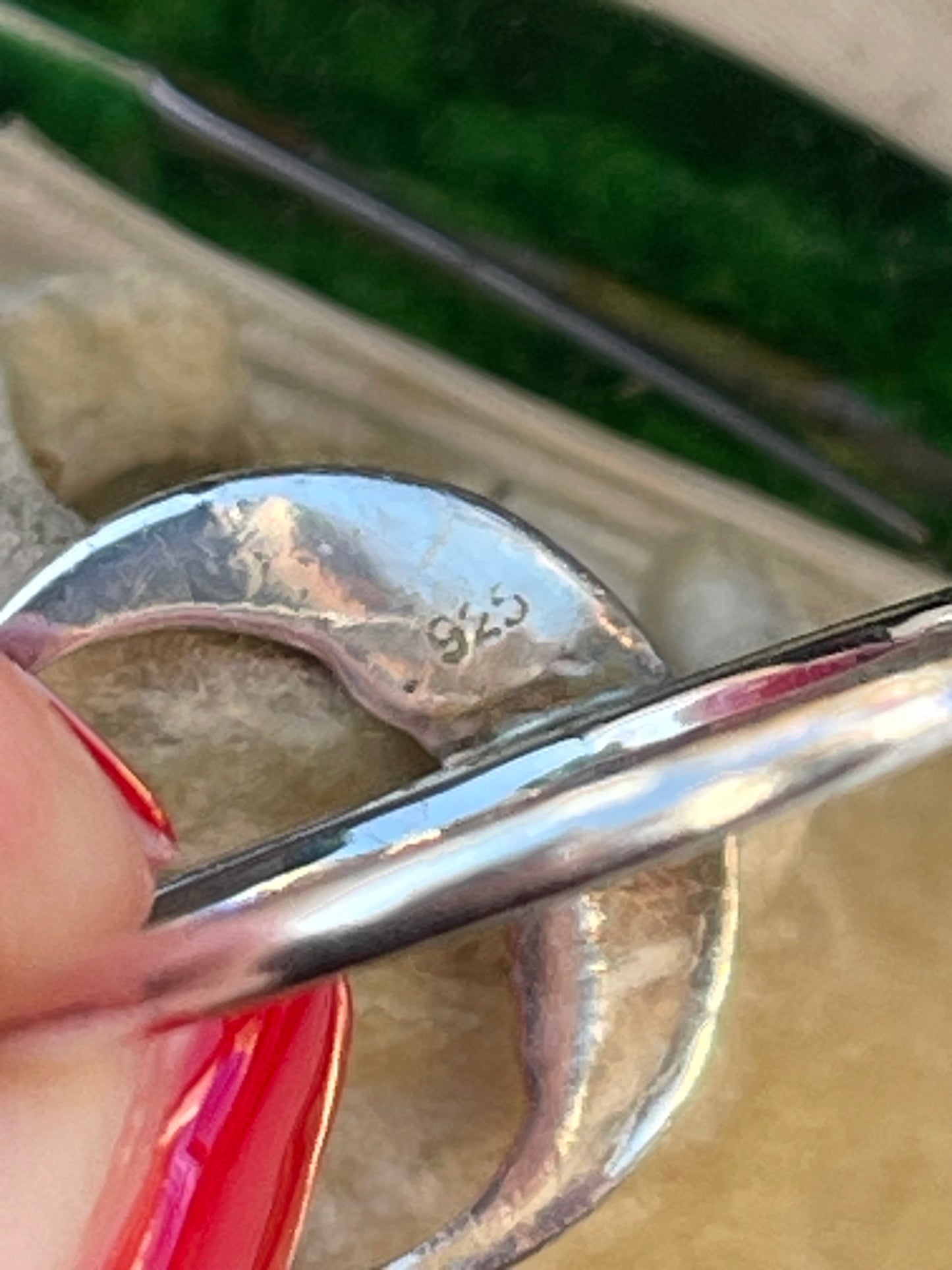 Sterling Silver Crescent Moon Face Ring Vintage Victorian Look Celestial Style S