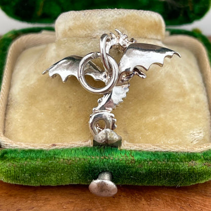 Vintage Sterling Silver Dragon Charm