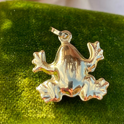 Vintage 9ct Yellow Gold Enamel Frog Charm Puffed 3d
