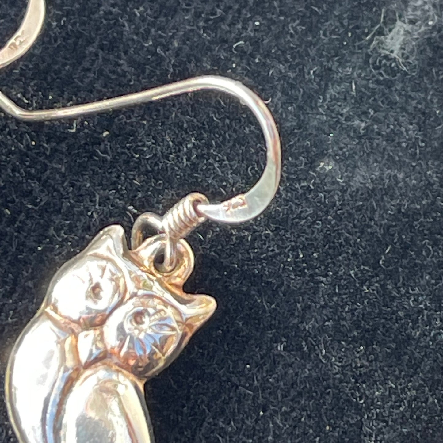 Vintage Sterling Silver Owl Dropper Earrings