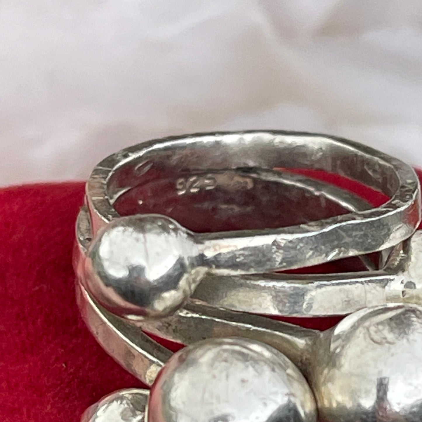 Vintage Sterling Silver Very Heavy modernist ball chunky ring mexican N 13g