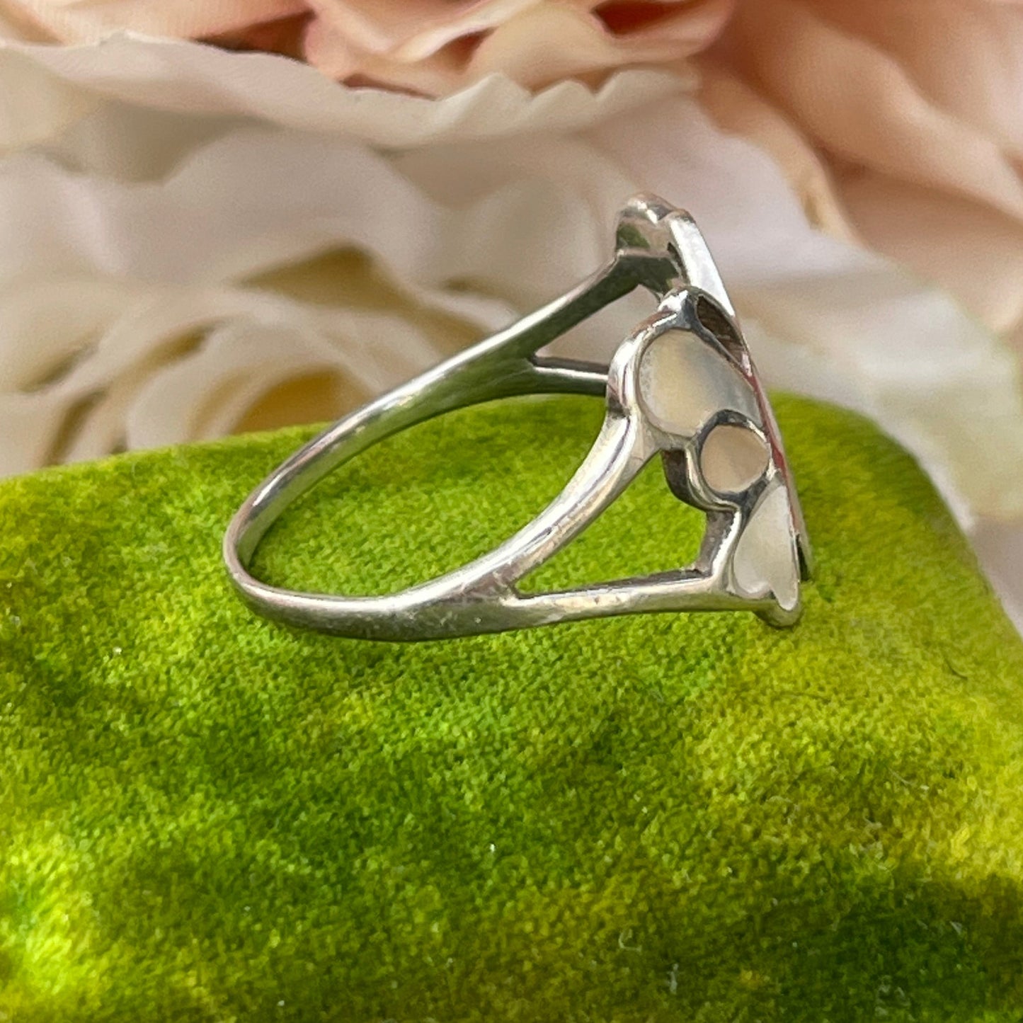 Unreleased: Sterling Silver Mother Of Pearl Inlay Butterfly Ring O