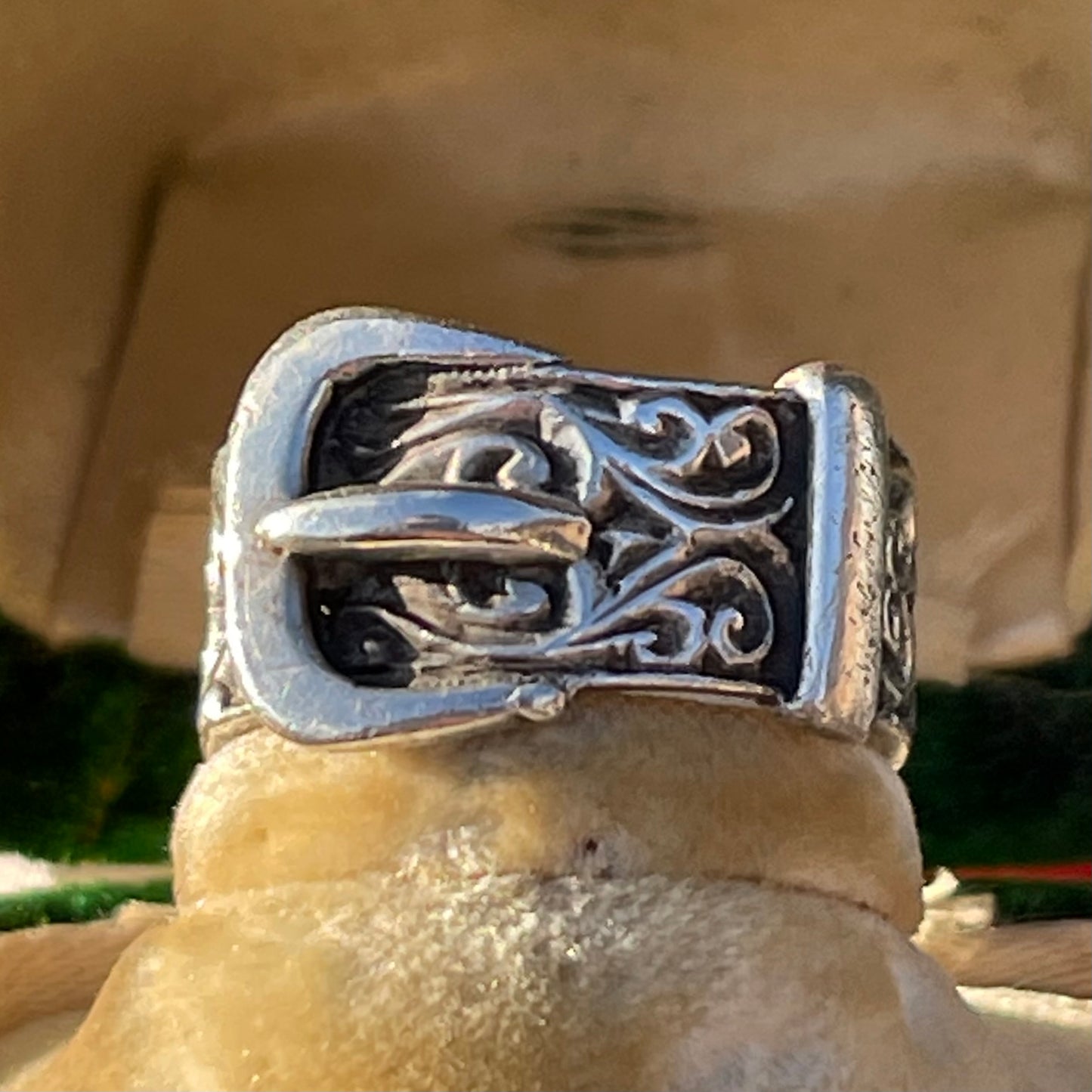 Antique Victorian Sterling Silver Chunky Buckle Ring M