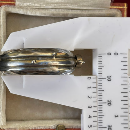 Antique Victorian Silver Rock Crystal Locket Pendant Rare