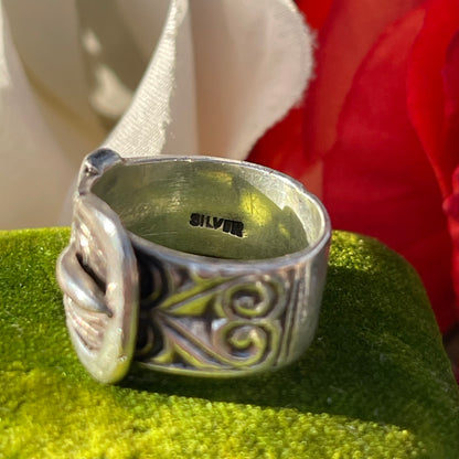Antique Victorian Sterling Silver Chunky Buckle Ring M