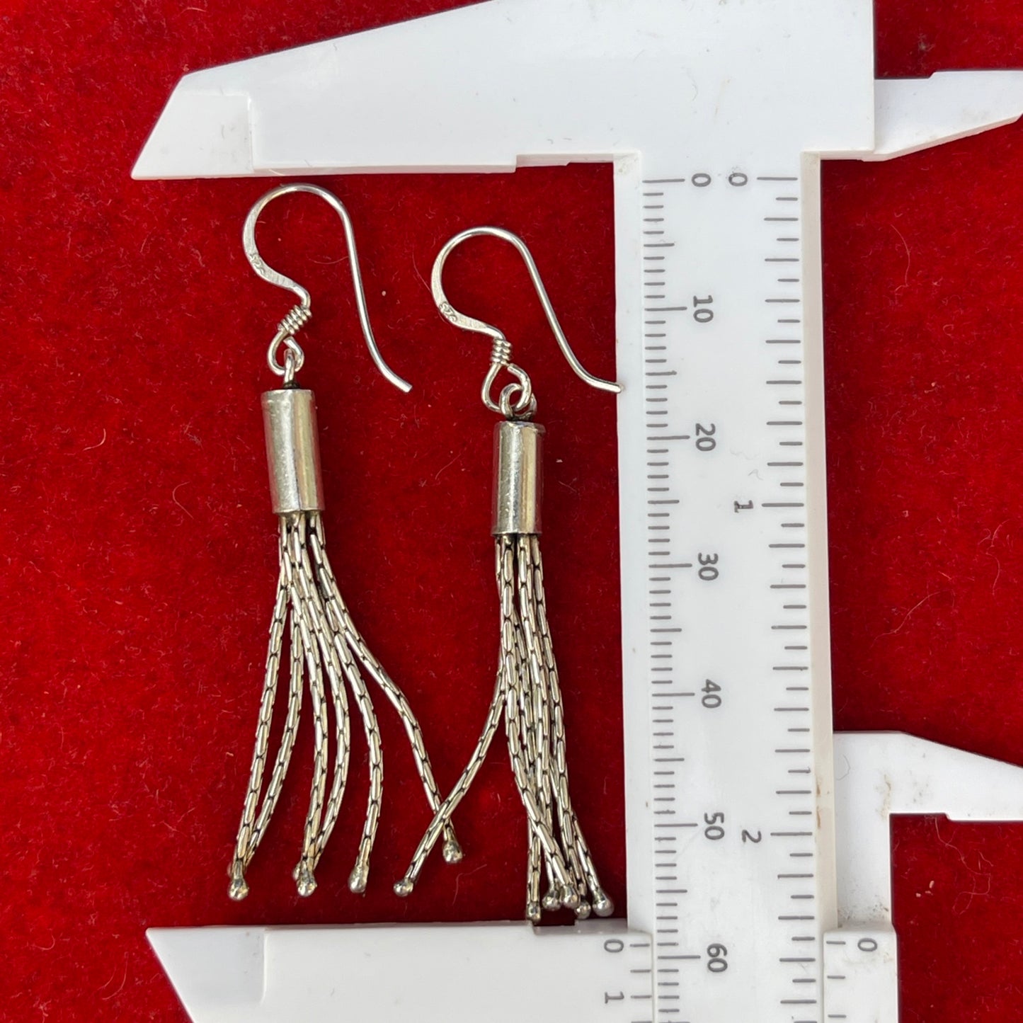 Vintage Sterling Silver Fob Tassel Earrings