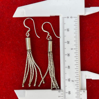 Vintage Sterling Silver Fob Tassel Earrings