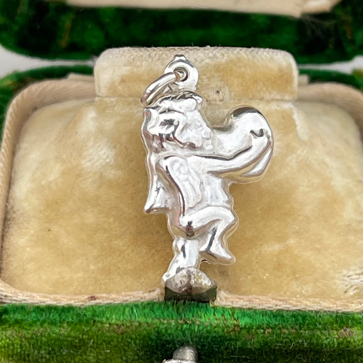 Vintage Sterling Silver Puffy Cherub Heart Charm