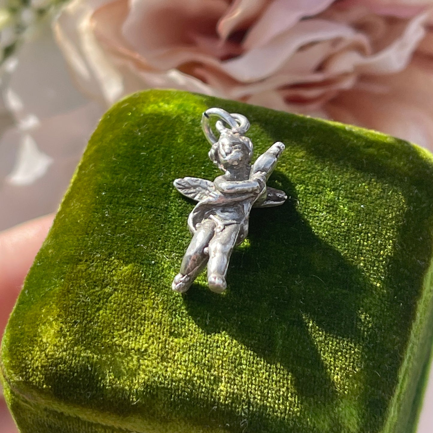 Vintage Italian Silver Angel Cherub Pendant Charm Solid Verrocchio Putti 2.6g