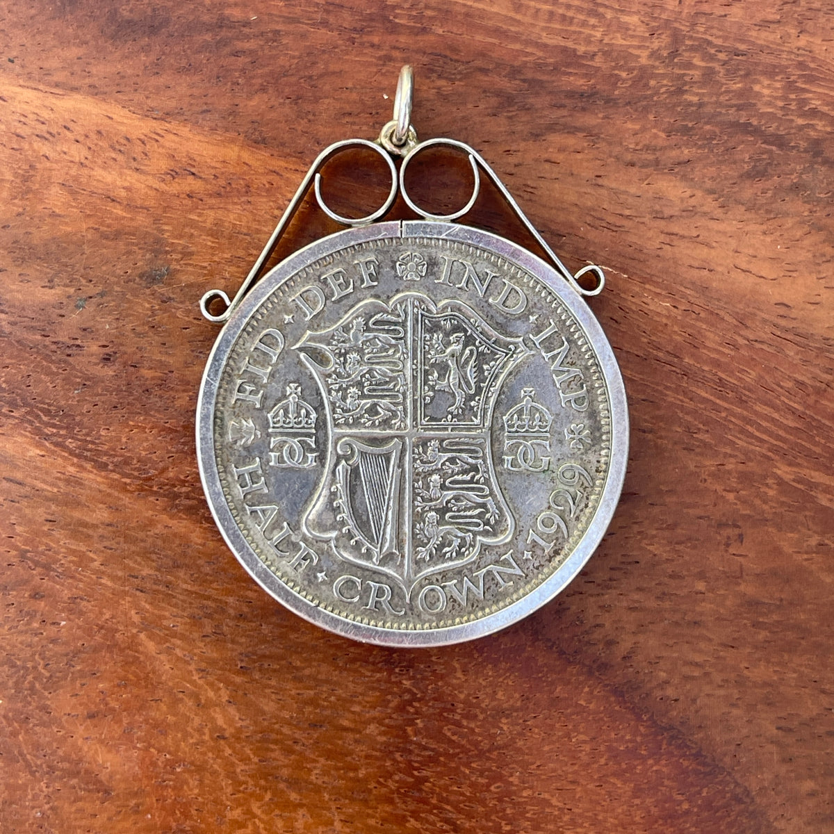 Unreleased: Antique 1929 Silver Large Half Crown Coin Pendant
